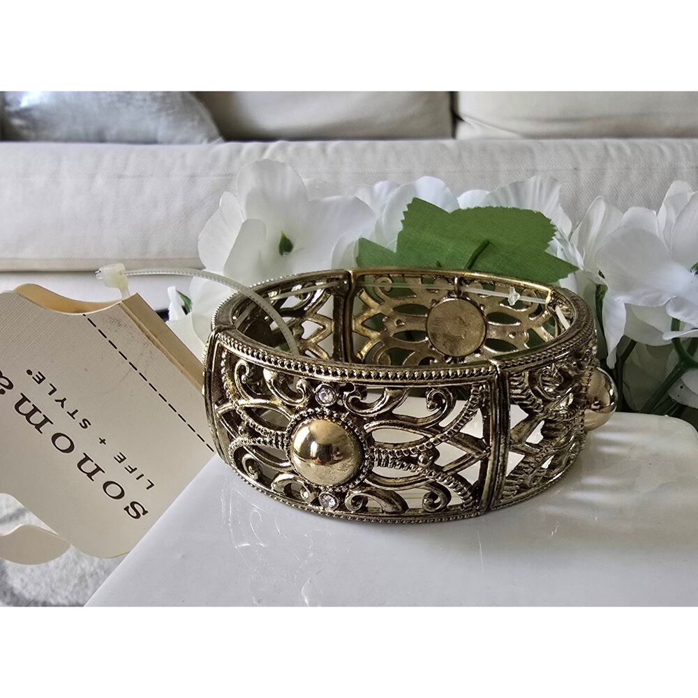 Sonmoa Scroll Antique Gold Bracelet New - Picture 2 of 2
